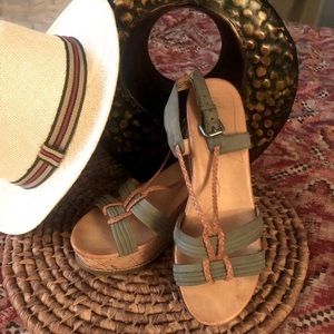 Naya Nalisha Devin Green Cork Wedge Sandal
